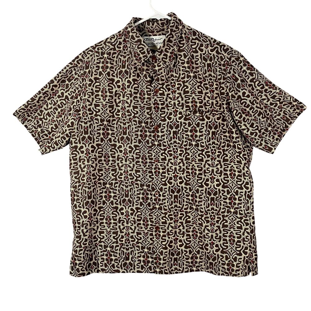 Vintage Tori Richard Liberty House Brown Button Up Shirt USA Made Mens Medium